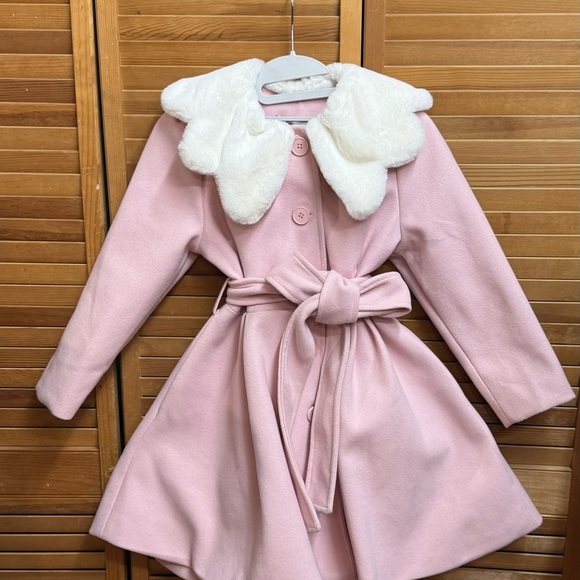 Grace Karin Other - Grace Karin.   Pink Pea Coat with Plush White Collar
